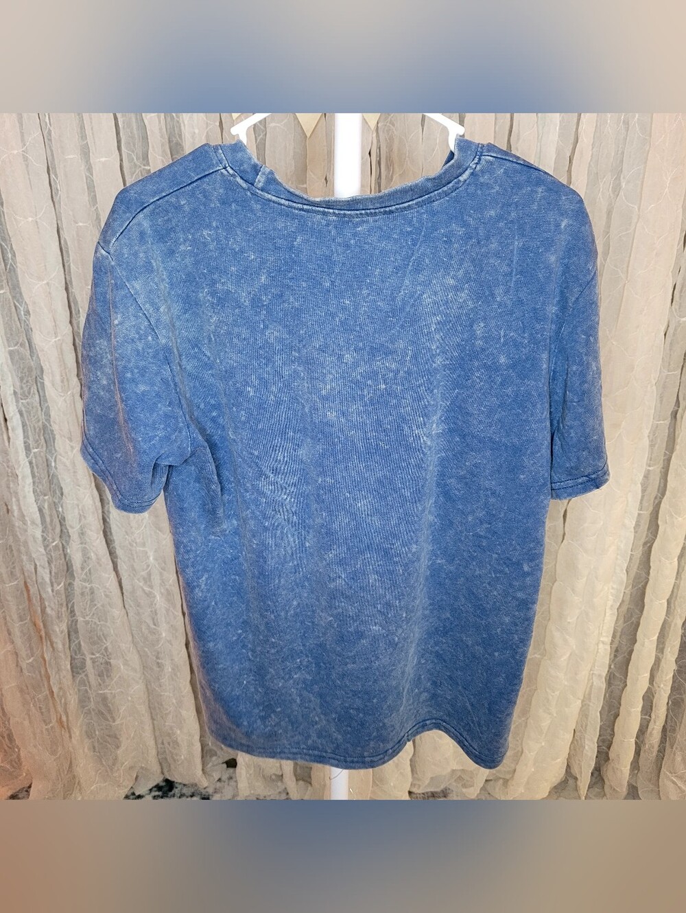 2-Piece Blue Mineral Acid Wash Matching Tee & High Rise Shorts Lounge Set XL - Picture 5 of 8